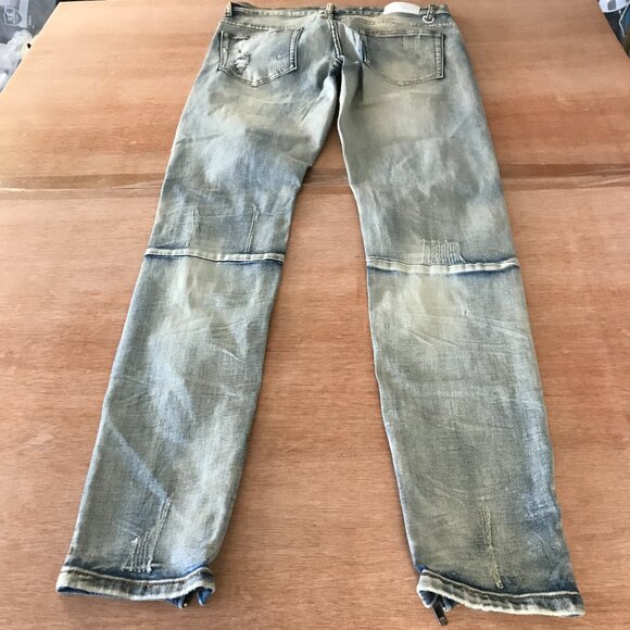 KDNK Straight Jeans Men 32x31 Blue Mid Rise Distressed Ankle Zip Stretch 16489 - Picture 2 of 12